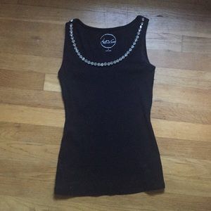 3/$15 INC Black Tank - Gem Sparkles Neckline  - S
